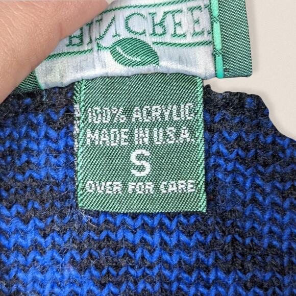 Vintage Grandpa Sweater Plaid Size Small Black Blue Cabin Creek - Picture 3 of 4